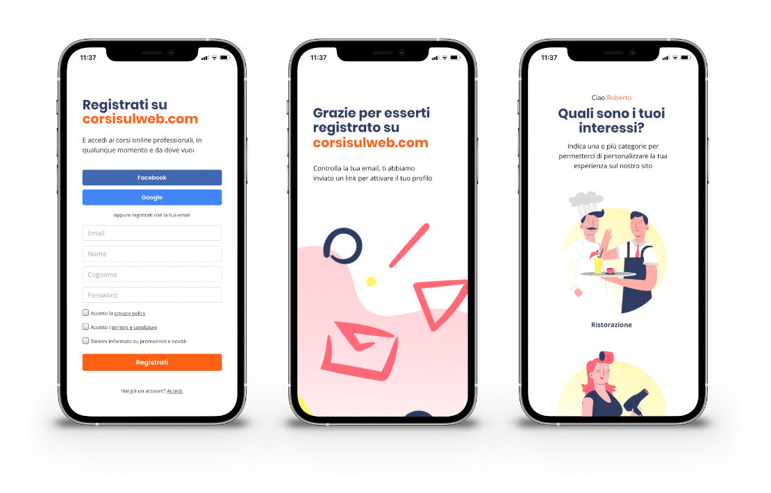 Muvbit user onboarding CorsiSulWeb
